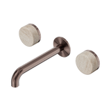 Nero Serenity Wall Basin Set 185Mm Spout Brushed Bronze - Rome Travertine Handle