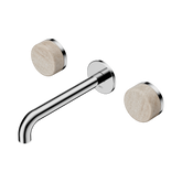 Nero Serenity Wall Basin Set 185Mm Spout Chrome - Rome Travertine Handle