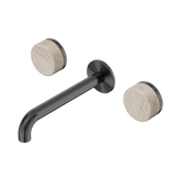 Nero Serenity Wall Basin Set 185Mm Spout Gunmetal - Rome Travertine Handle