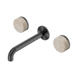 Nero Serenity Wall Basin Set 185Mm Spout Gunmetal - Rome Travertine Handle