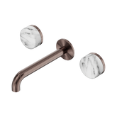 Nero Serenity Wall Basin Set 185Mm Spout Brushed Bronze - Arabescato Corchia Handle
