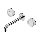 Nero Serenity Wall Basin Set 185Mm Spout Chrome - Arabescato Corchia Handle