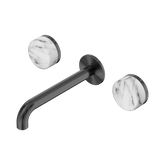 Nero Serenity Wall Basin Set 185Mm Spout Gunmetal - Arabescato Corchia Handle