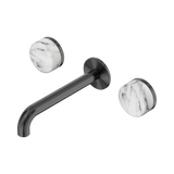 Nero Serenity Wall Basin Set 185Mm Spout Gunmetal - Arabescato Corchia Handle