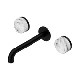 Nero Serenity Wall Basin Set 185Mm Spout Matte Black - Arabescato Corchia Handle