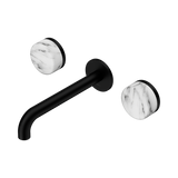 Nero Serenity Wall Basin Set 185Mm Spout Matte Black - Arabescato Corchia Handle