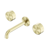 Nero Serenity Wall Basin Set 185Mm Spout Brushed Gold - Metal Handle