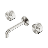 Nero Serenity Wall Basin Set 185Mm Spout Brushed Nickel - Metal Handle
