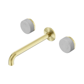 Nero Serenity Wall Basin Set 220Mm Spout Brushed Gold - Carrara Handle