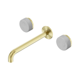Nero Serenity Wall Basin Set 220Mm Spout Brushed Gold - Carrara Handle