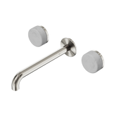 Nero Serenity Wall Basin Set 220Mm Spout Brushed Nickel - Carrara Handle