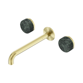 Nero Serenity Wall Basin Set 220Mm Spout Brushed Gold - Verde Alpi Handle
