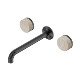 Nero Serenity Wall Basin Set 220Mm Spout Gunmetal - Rome Travertine Handle