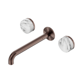 Nero Serenity Wall Basin Set 220Mm Spout Brushed Bronze - Arabescato Corchia Handle