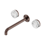 Nero Serenity Wall Basin Set 220Mm Spout Brushed Bronze - Arabescato Corchia Handle