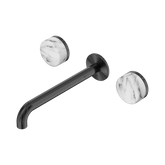 Nero Serenity Wall Basin Set 220Mm Spout Gunmetal - Arabescato Corchia Handle