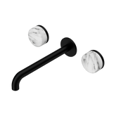 Nero Serenity Wall Basin Set 220Mm Spout Matte Black - Arabescato Corchia Handle