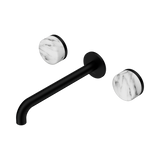 Nero Serenity Wall Basin Set 220Mm Spout Matte Black - Arabescato Corchia Handle