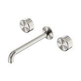 Nero Serenity Wall Basin Set 220Mm Spout Brushed Nickel - Metal Handle