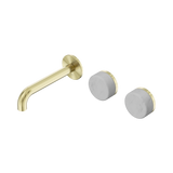 Nero Serenity Wall Basin Set 160Mm Offset Spout Brushed Gold - Carrara Handle