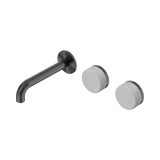 Nero Serenity Wall Basin Set 160Mm Offset Spout Gunmetal - Carrara Handle