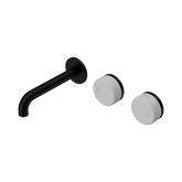 Nero Serenity Wall Basin Set 160Mm Offset Spout Matte Black - Carrara Handle
