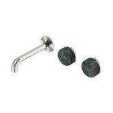 Nero Serenity Wall Basin Set 160Mm Offset Spout Brushed Nickel - Verde Alpi Handle