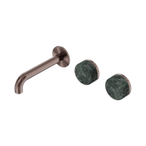 Nero Serenity Wall Basin Set 160Mm Offset Spout Brushed Bronze - Verde Alpi Handle