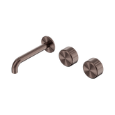 Nero Serenity Wall Basin Set 160Mm Offset Spout Brushed Bronze - Metal Handle