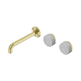 Nero Serenity Wall Basin Set 185Mm Offset Spout Brushed Gold - Carrara Handle