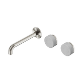Nero Serenity Wall Basin Set 185Mm Offset Spout Brushed Nickel - Carrara Handle