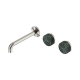 Nero Serenity Wall Basin Set 185Mm Offset Spout Brushed Nickel - Verde Alpi Handle