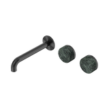 Nero Serenity Wall Basin Set 185Mm Offset Spout Gunmetal - Verde Alpi Handle