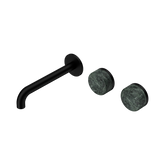 Nero Serenity Wall Basin Set 185Mm Offset Spout Matte Black - Verde Alpi Handle