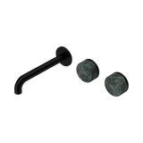 Nero Serenity Wall Basin Set 185Mm Offset Spout Matte Black - Verde Alpi Handle