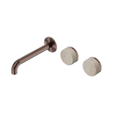 Nero Serenity Wall Basin Set 185Mm Offset Spout Brushed Bronze - Rome Travertine Handle