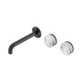 Nero Serenity Wall Basin Set 185Mm Offset Spout Gunmetal - Arabescato Corchia Handle