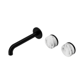 Nero Serenity Wall Basin Set 185Mm Offset Spout Matte Black - Arabescato Corchia Handle