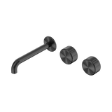 Nero Serenity Wall Basin Set 185Mm Offset Spout Gunmetal - Metal Handle