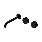 Nero Serenity Wall Basin Set 185Mm Offset Spout Matte Black - Metal Handle