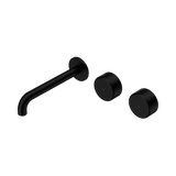 Nero Serenity Wall Basin Set 185Mm Offset Spout Matte Black - Metal Handle
