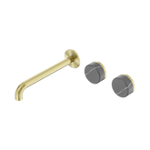 Nero Serenity Wall Basin Set 220Mm Offset Spout Brushed Gold - Carrara Handle