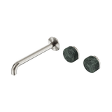 Nero Serenity Wall Basin Set 220Mm Offset Spout Brushed Nickel - Verde Alpi Handle