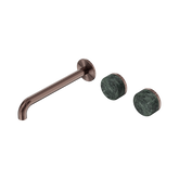 Nero Serenity Wall Basin Set 220Mm Offset Spout Brushed Bronze - Verde Alpi Handle