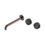 Nero Serenity Wall Basin Set 220Mm Offset Spout Brushed Bronze - Verde Alpi Handle