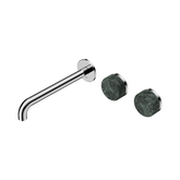 Nero Serenity Wall Basin Set 220Mm Offset Spout Chrome - Verde Alpi Handle