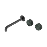 Nero Serenity Wall Basin Set 220Mm Offset Spout Gunmetal - Verde Alpi Handle