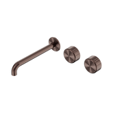 Nero Serenity Wall Basin Set 220Mm Offset Spout Brushed Bronze - Metal Handle