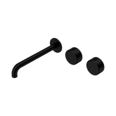 Nero Serenity Wall Basin Set 220Mm Offset Spout Matte Black - Metal Handle