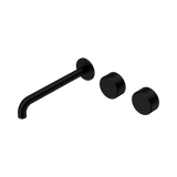Nero Serenity Wall Basin Set 220Mm Offset Spout Matte Black - Metal Handle
